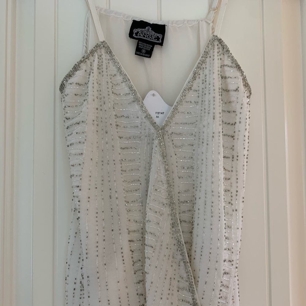 Sheer Beaded Coachella Tank Top Retro S/M